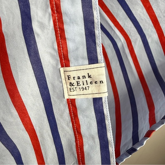 Frank and Eileen Relaxed Button Up Shirt Red Blue Stripes XS - Picture 6 of 9